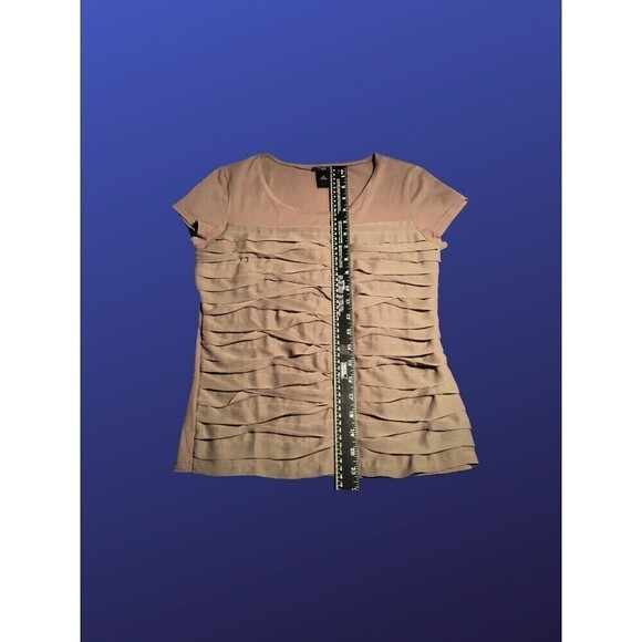 ANN TAYLOR PETITE Shutter Pleated Top, COCOA BROWN, Women's Size SP, NWOT - Picture 6 of 9